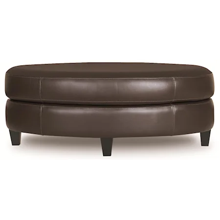 Contemporary Oval Upholstered Cocktail Ottoman